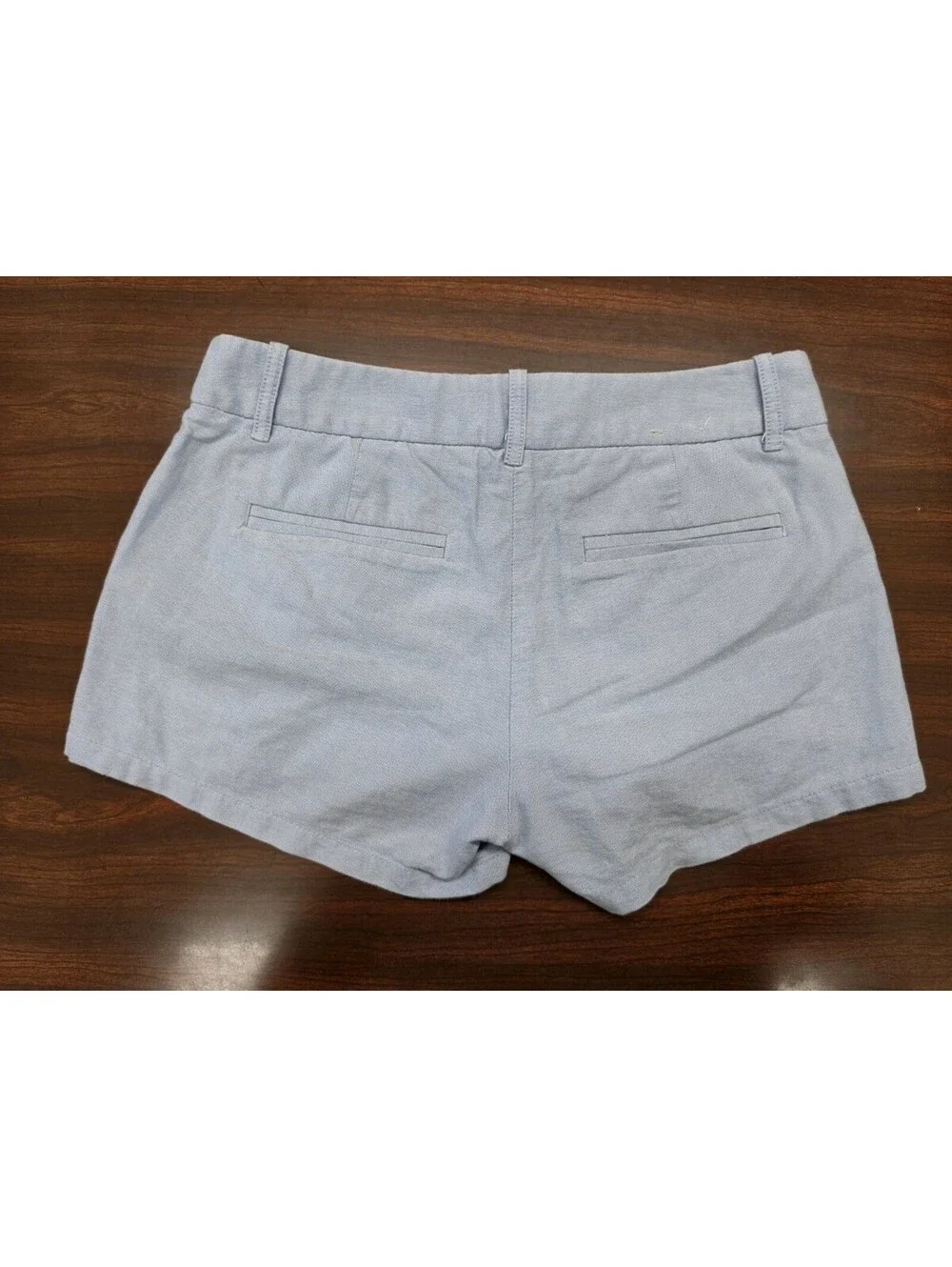 J Crew Womens Size 0 Flat Front 100% Cotton Oxford Shorts Light Blue Preppy